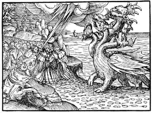 Lutherbibel 1545: Der siebenkpfige Drache und das Tier mit den Lammhrnern