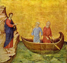 Duccio di Buoninsegna (um 1310): Berufung der Apostel Petrus und Andreas